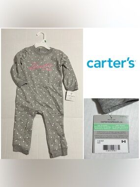 🆕CARTER’S - 18M - NWT - INFANT GIRLS PINK / GREY COVERALL